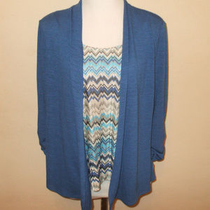 NEW Beautiful 2n1 Double Layer Shirt Top Cardigan